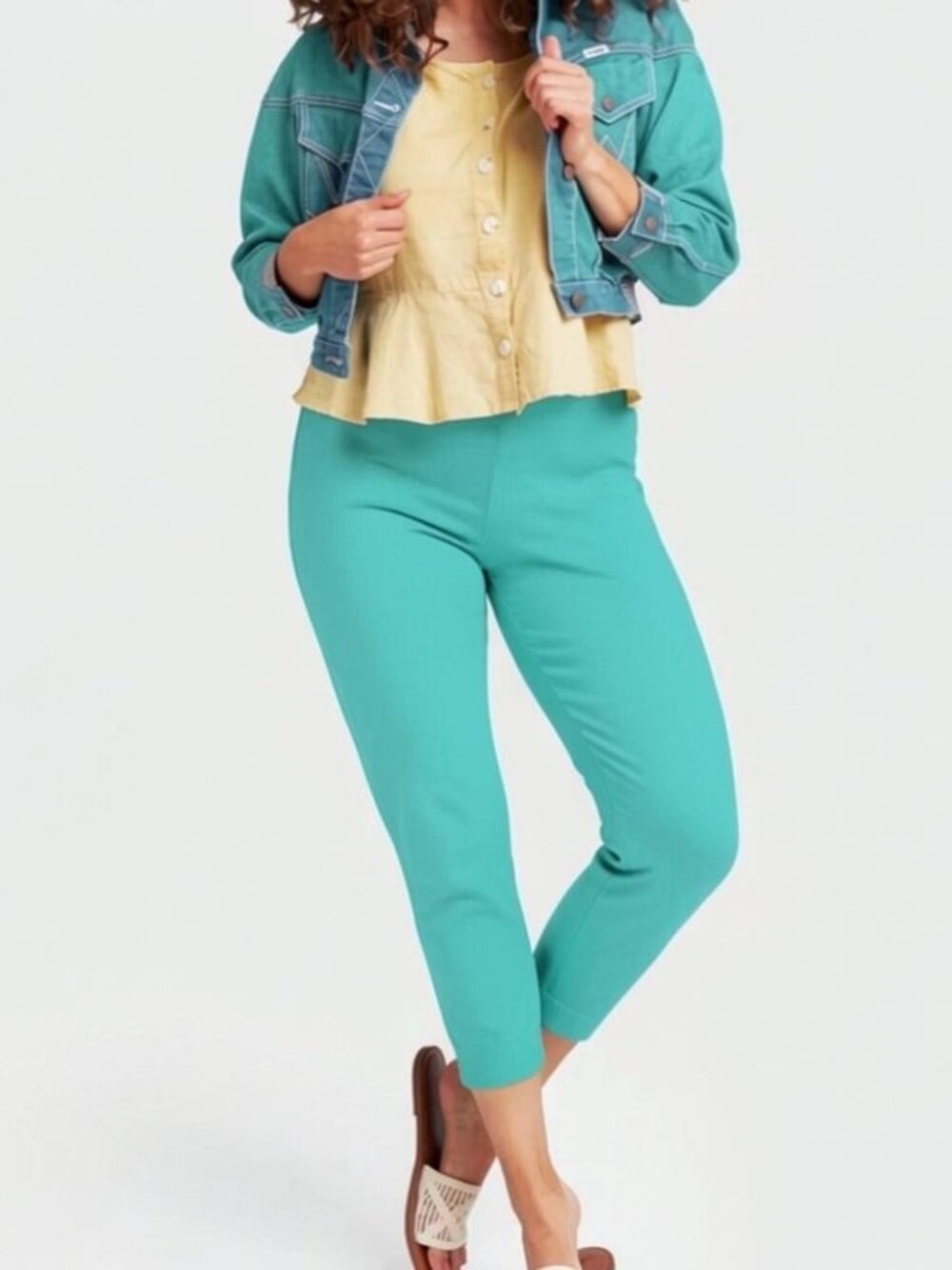 Betabrand Turquoise Crop Two Pocket Dress Pant Yoga Pants Medium Short Petite